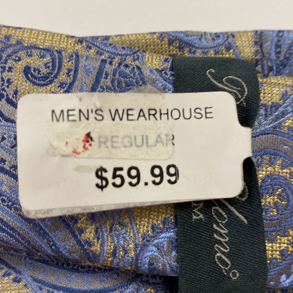 ProntoUomo platinum Mens wearhouse baby blue butter yellow paisley regular - Picture 5 of 7